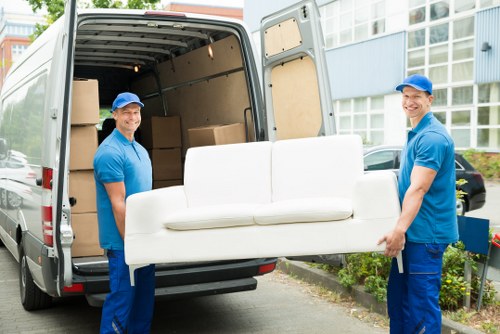 Removal van and storage boxes in Erith